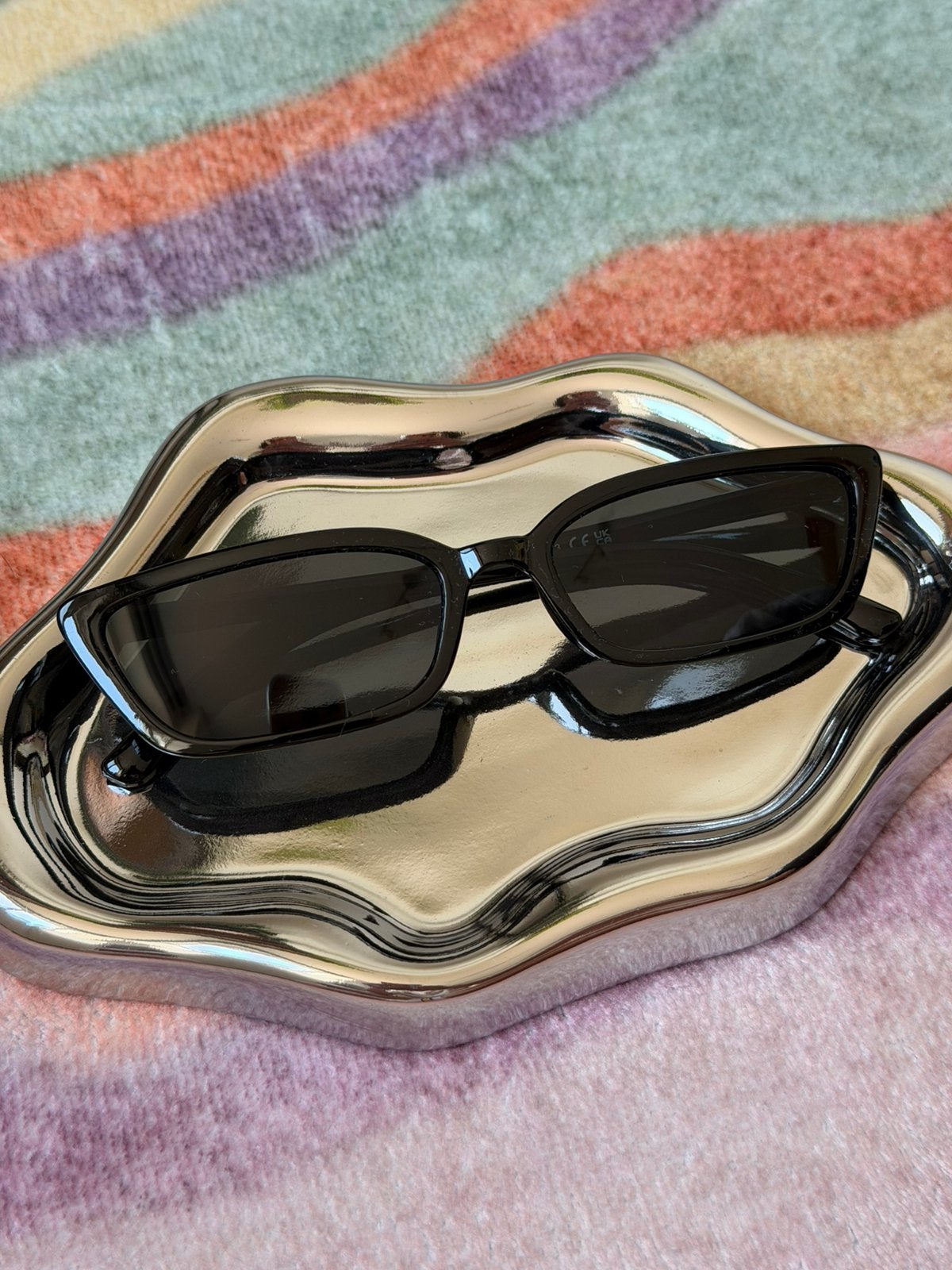 Unisex Angular Cat-Eye Sunglasses – Modern Black, Overige merken, Zonnebril, Zwart, Nieuw
