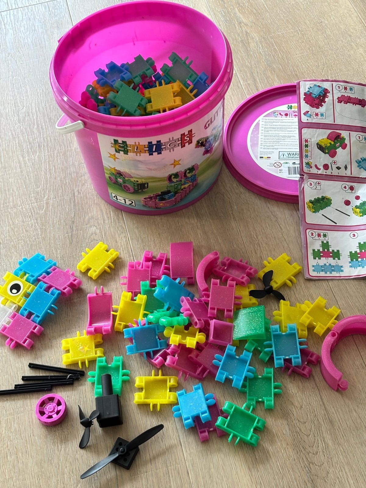 Glitter CLICS bouwblokken emmer - creatief speelgoed, Ophalen, Gebruikt, Overige merken