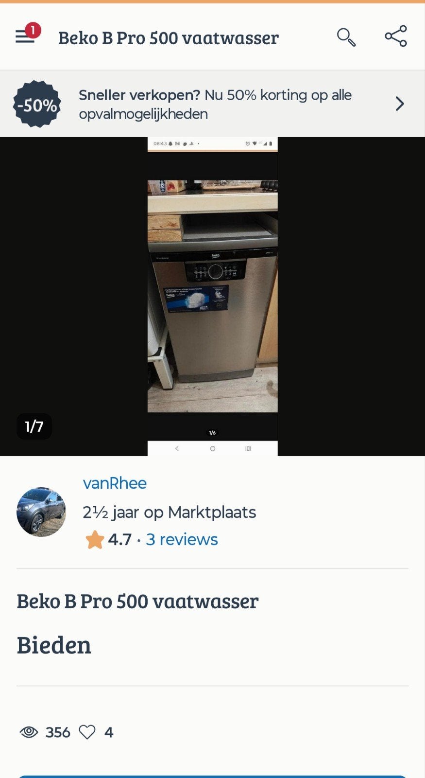 Beko B Pro 500 Vrijstaande Vaatwasser - Zo goed als nieuw, Witgoed en Apparatuur, Vaatwasmachines, Ophalen, 60 cm of meer, Zo goed als nieuw