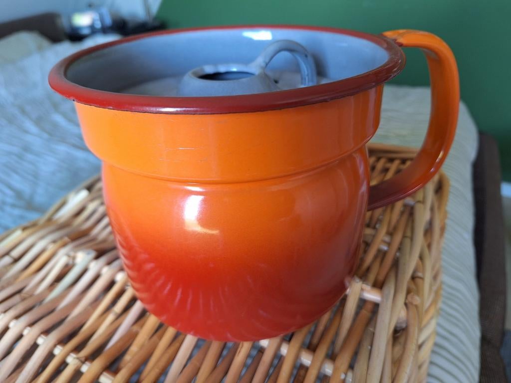Vintage geëmailleerde melkkoker, Ophalen of Verzenden