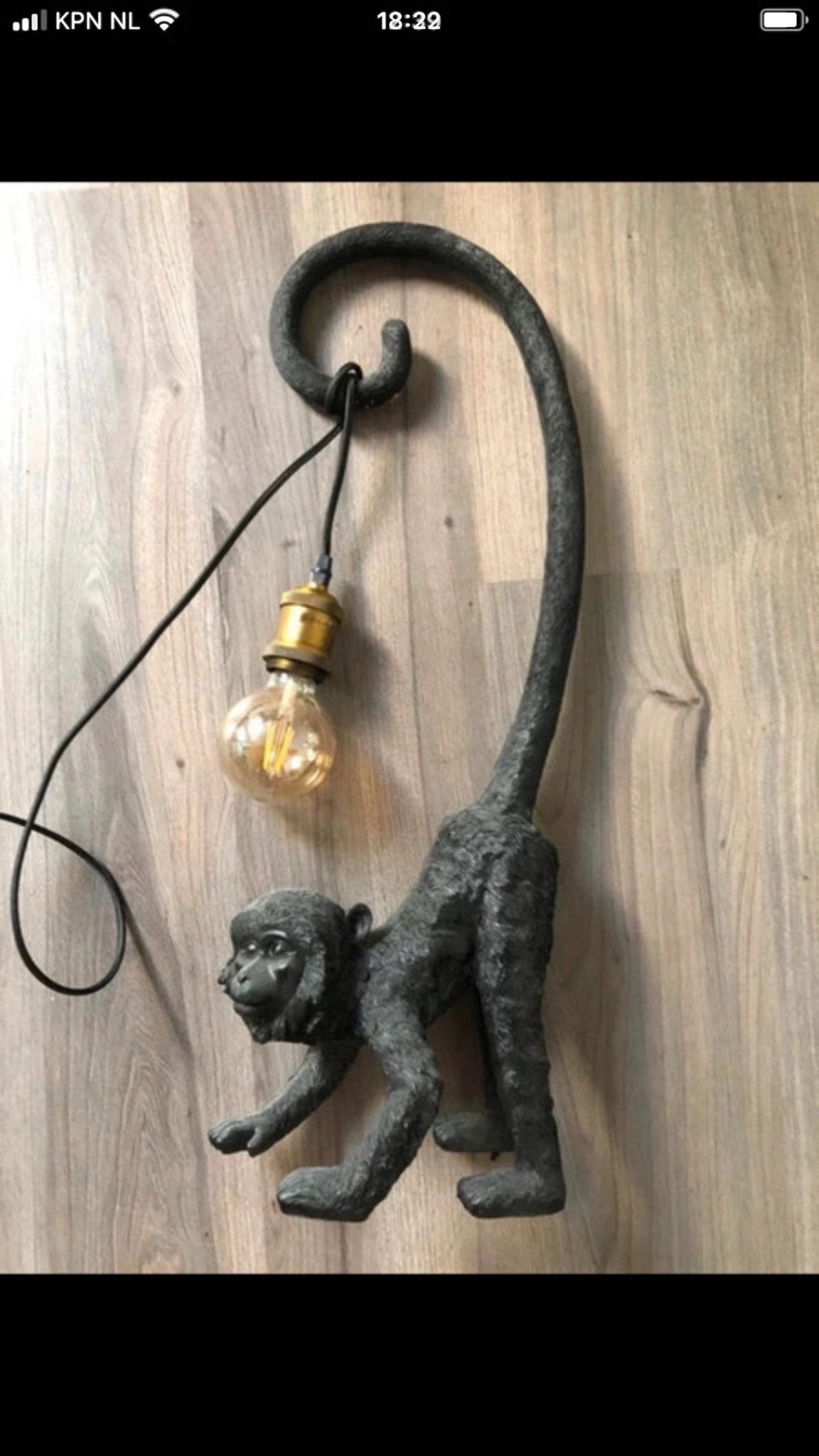 Aap lamp - Unieke wandlamp of tafellamp, Met schakelaar, Overige merken, Kunststof, Zwart