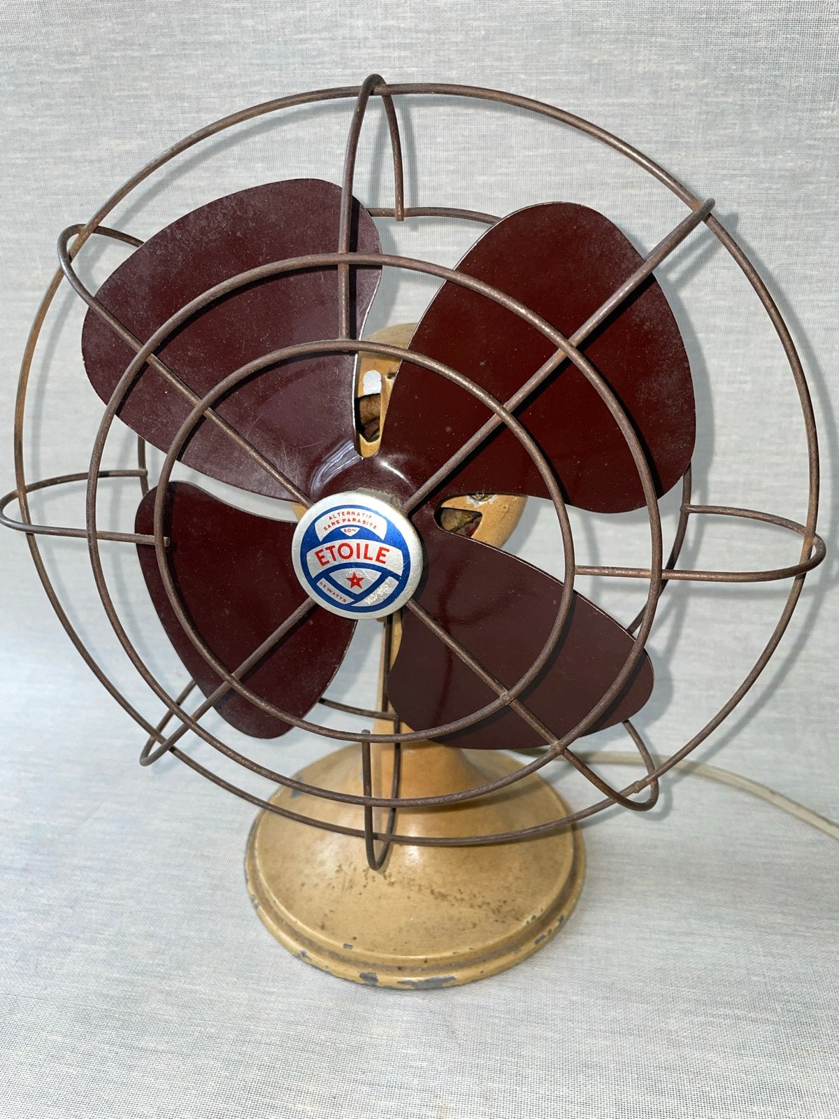 Vintage ETOILE Tafelventilator 1953 - 45W, Ø24cm, H28cm, Ophalen of Verzenden, Gebruikt, Tafelventilator