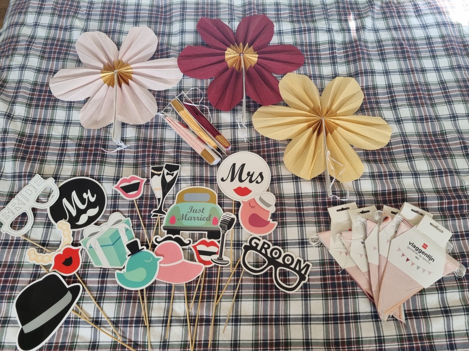 Bruiloft Decoratie Set: Bloemen & Photo Booth Pr, Ophalen, Versiering, Geboorte of Huwelijk