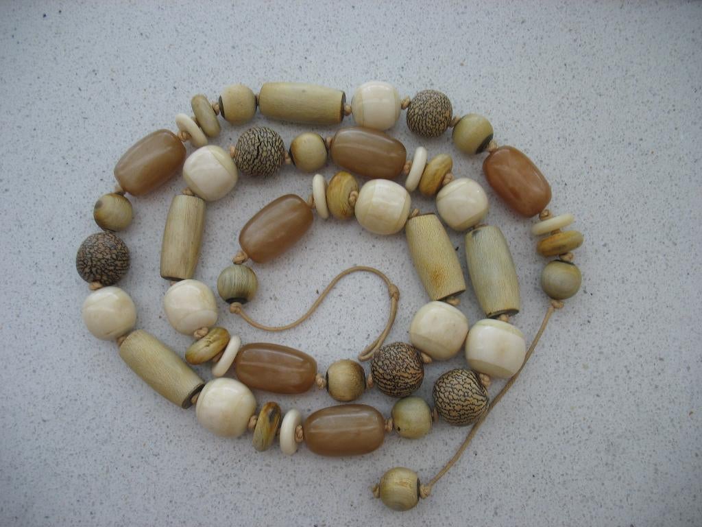 Ketting Koord Geregen Tribal Handelskralen *Lichte Kleuren, Ophalen of Verzenden, Overige materialen, Ketting