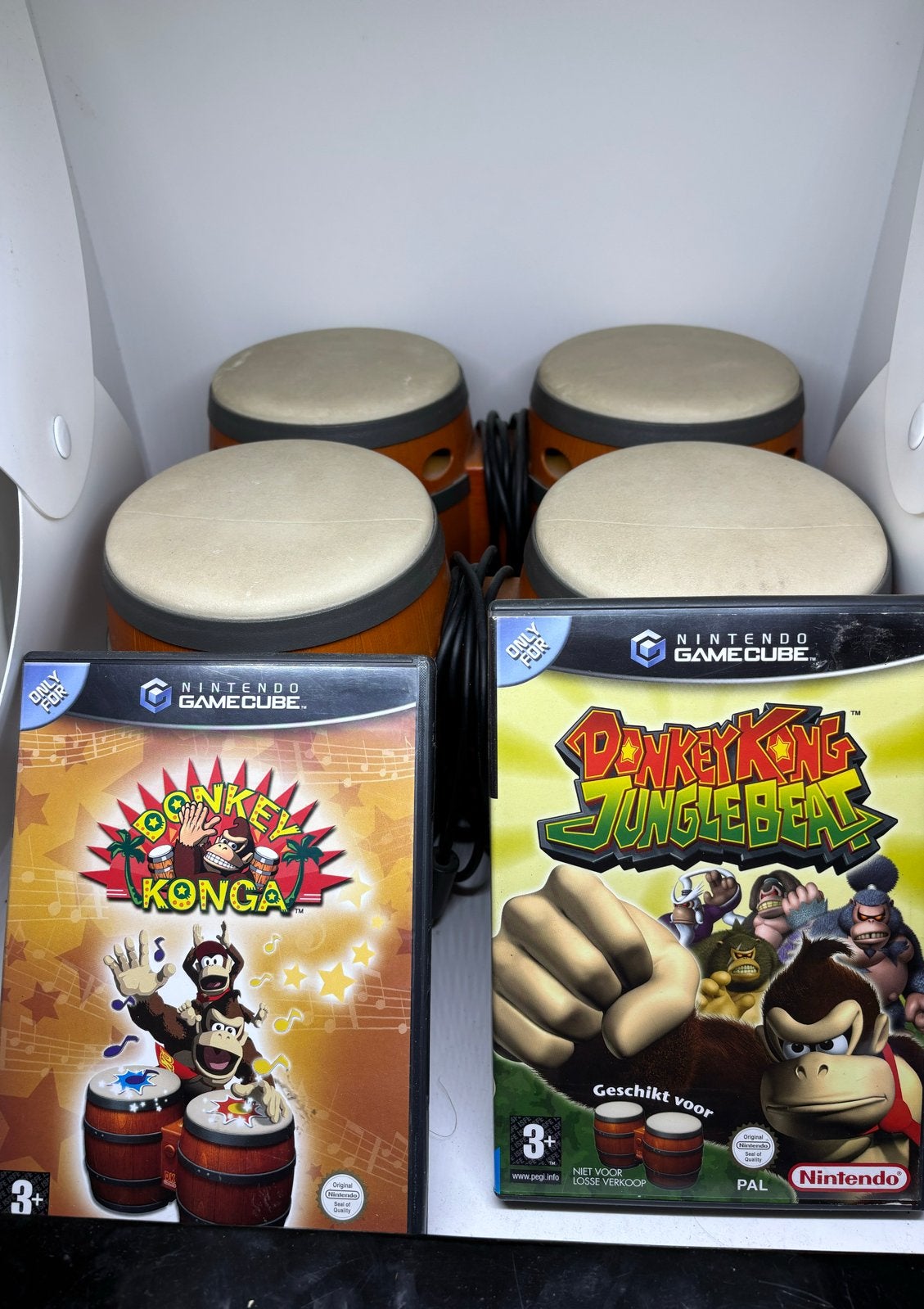 Donkey Kong Jungle Beat & Konga met Bongo's GameCube, Gebruikt, 2 spelers, Eén computer, Ophalen of Verzenden