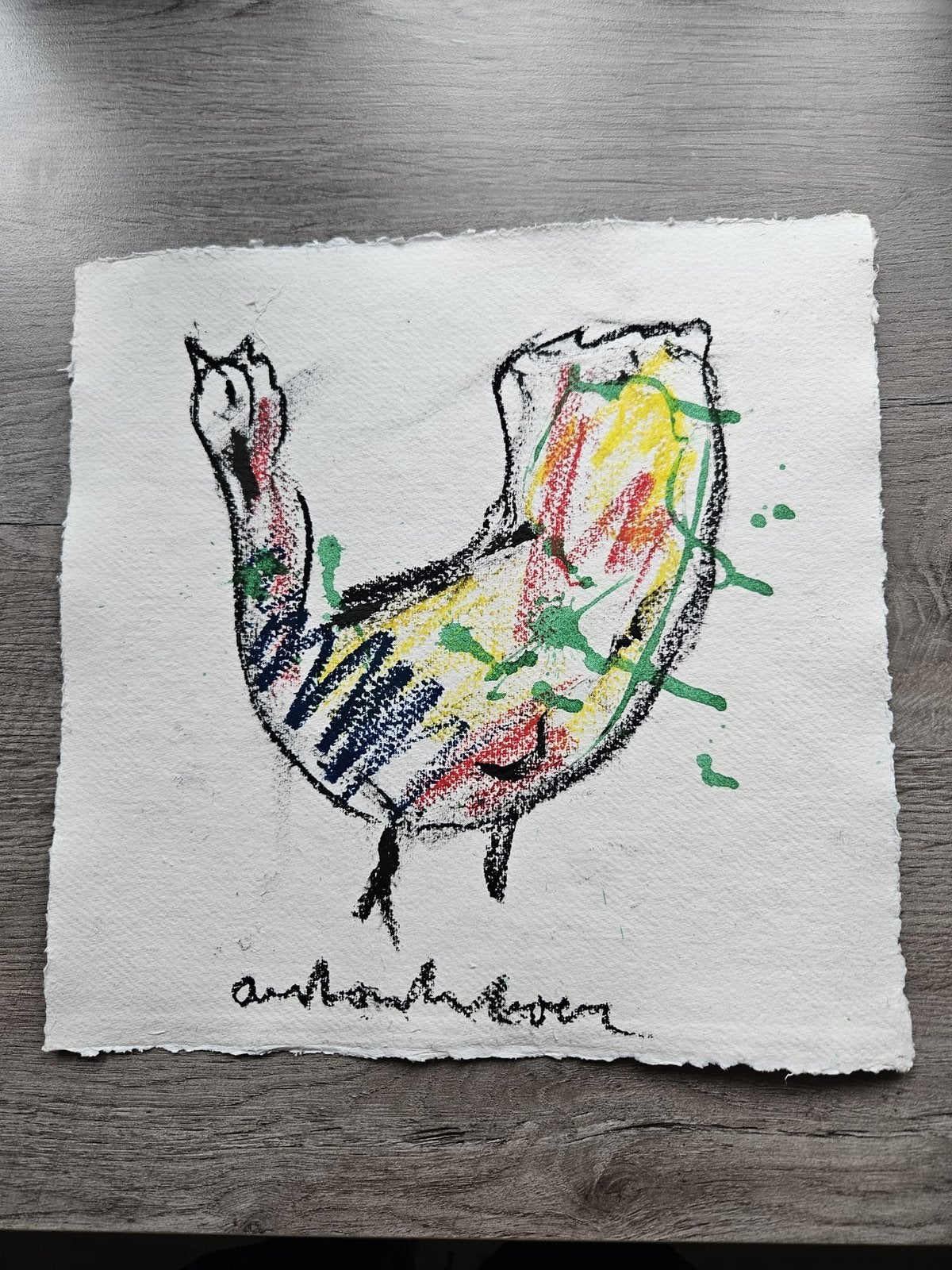 Kip van Anton Heyboer, Antiek en Kunst, Papier/karton, Ophalen of Verzenden, Dieren, Gesigneerd