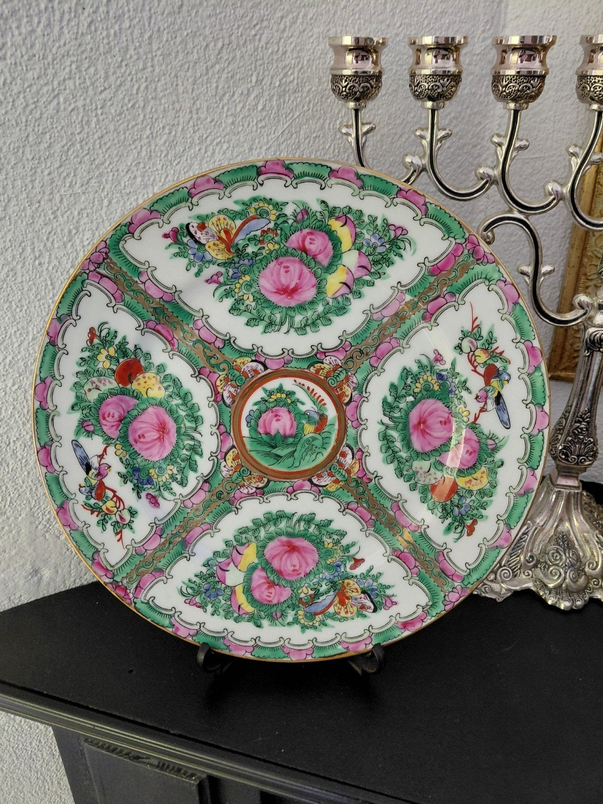 Antiek Chinees Rose Medallion Porseleinen bord, Ophalen of Verzenden