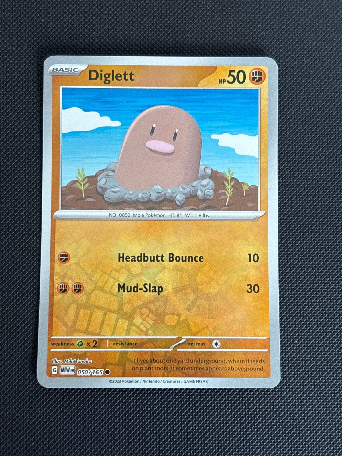 Diglett 050/165 Reverse Holo Pokémon Kaart, Ophalen of Verzenden, Zo goed als nieuw, Losse kaart, Foil