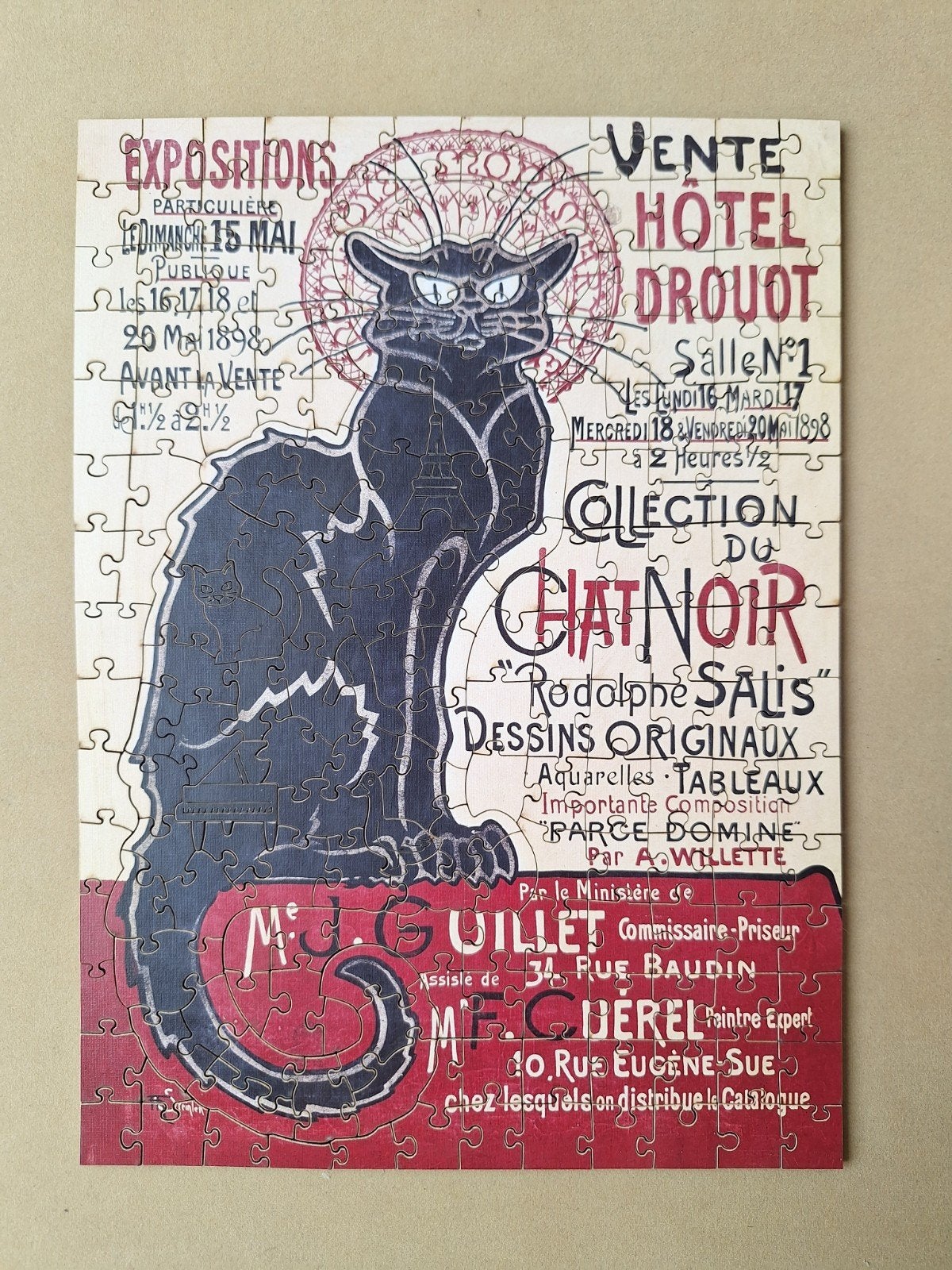Houten puzzel Le Chat Noir (200 stukjes), Zo goed als nieuw, Van hout, 6 jaar of ouder, Meer dan 50 stukjes
