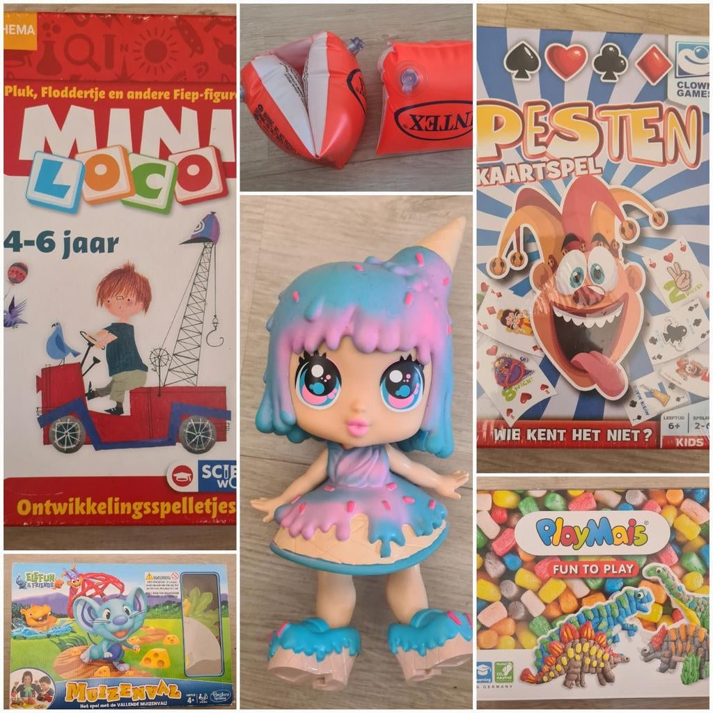 Diverse kinderspullen: spellen, pop, Playmais, zwembandjes, Ophalen, Jongen of Meisje