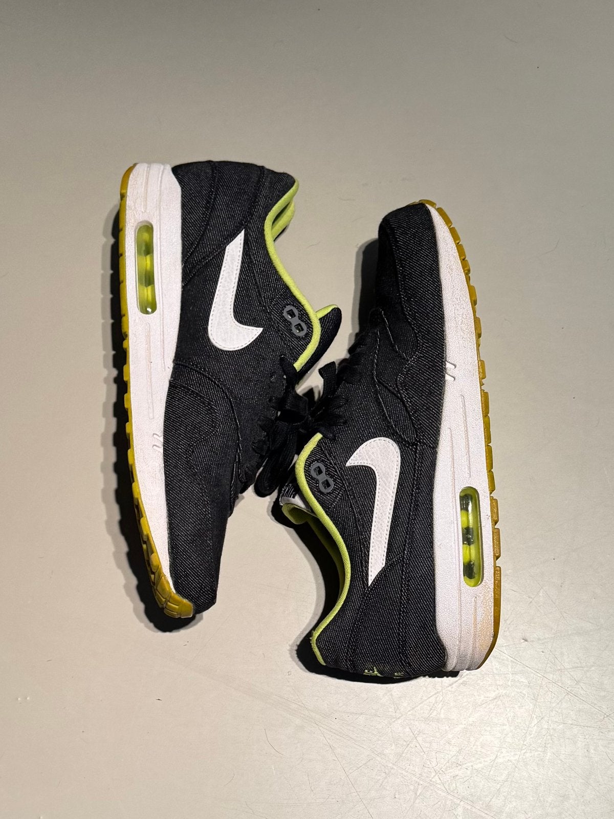 Nike Air Max 1 Black Denim Cyber (2013) 10.5/44.5, Overige kleuren, Ophalen of Verzenden, Sneakers of Gympen, Zo goed als nieuw