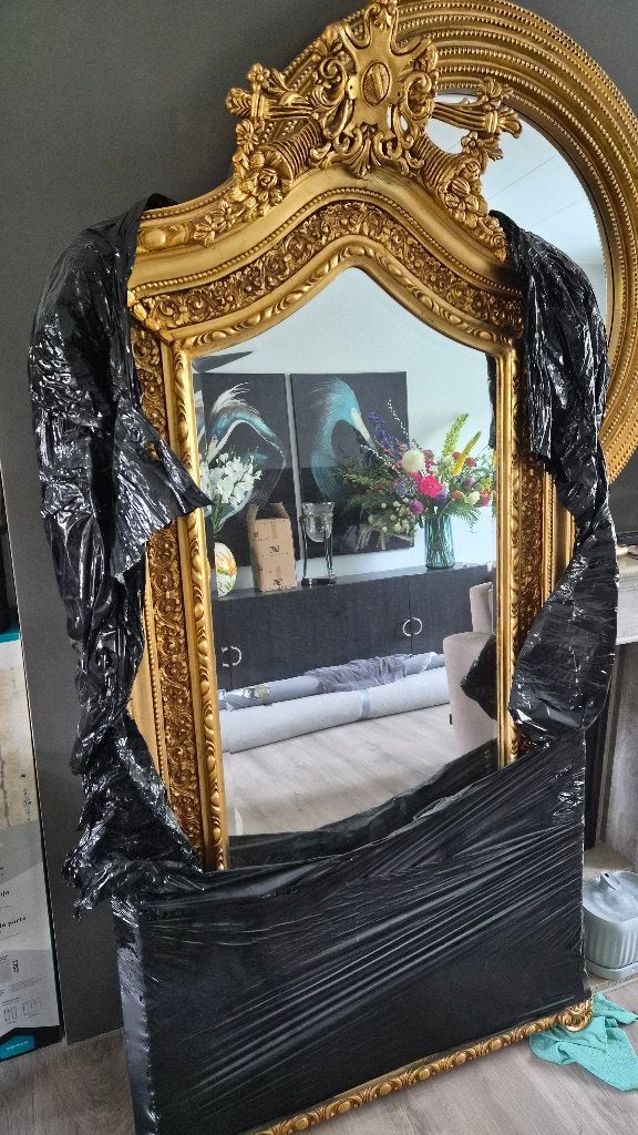 Kuifspiegel met facet geslepen  glas 208x108 cm, Ophalen