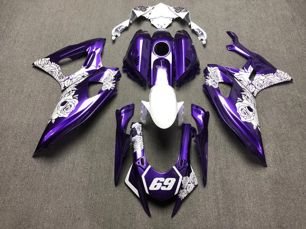Unieke Kappen set Yamaha R7 - Paars met rozen design, Ophalen, Gebruikt