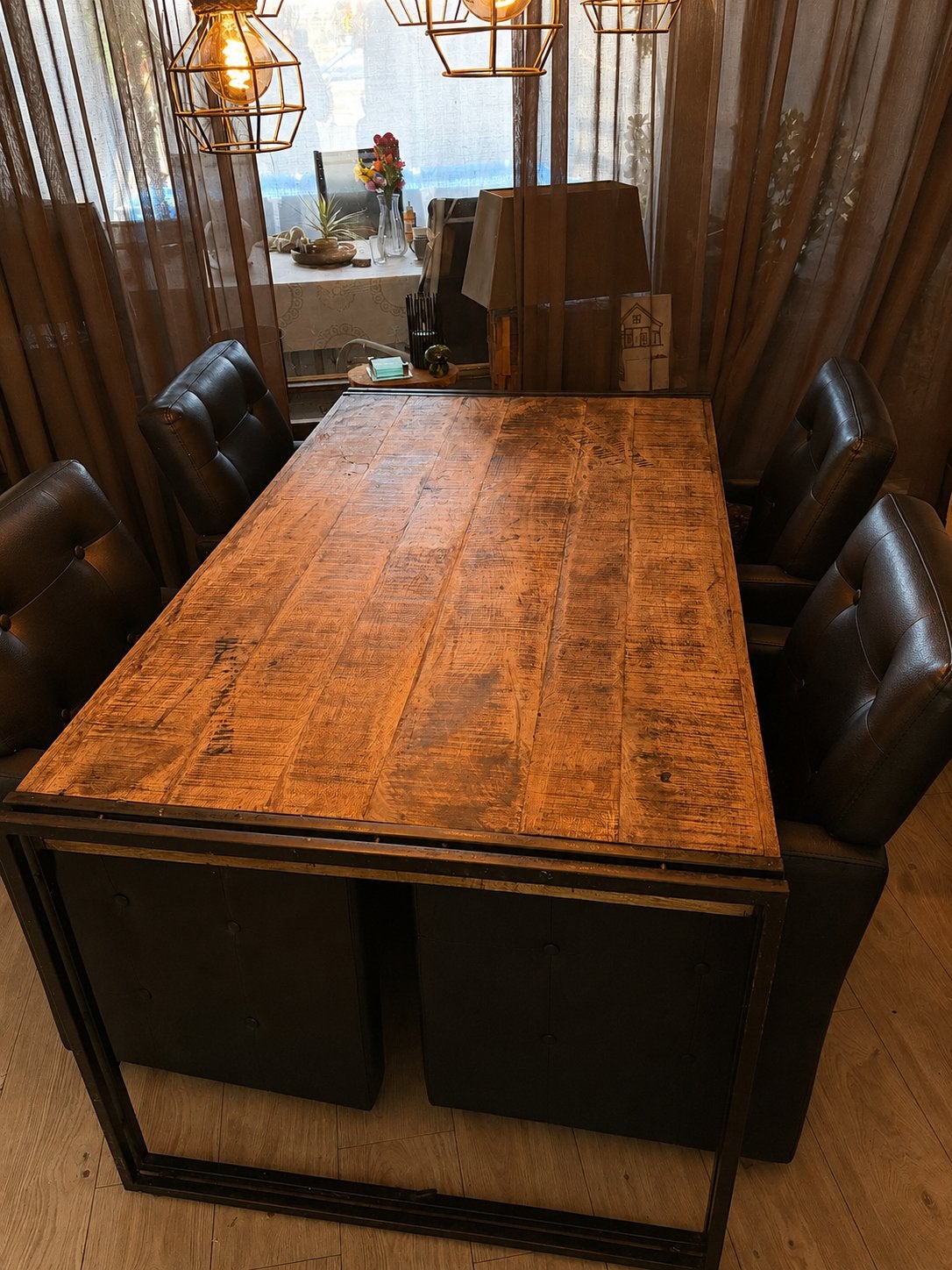 Eettafel met 4 stoelen, Huis en Inrichting, Tafels | Eettafels, Ophalen, Gebruikt, 100 tot 150 cm, 150 tot 200 cm