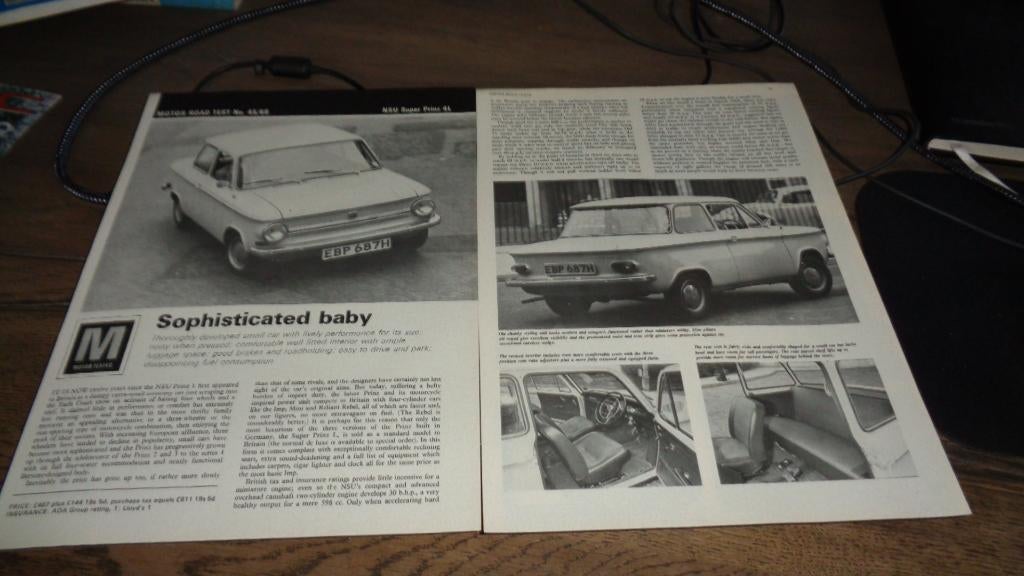 Roadtest NSU SUPER PRINZ 4L  ,  1969, Verzenden, Zo goed als nieuw, Overige merken