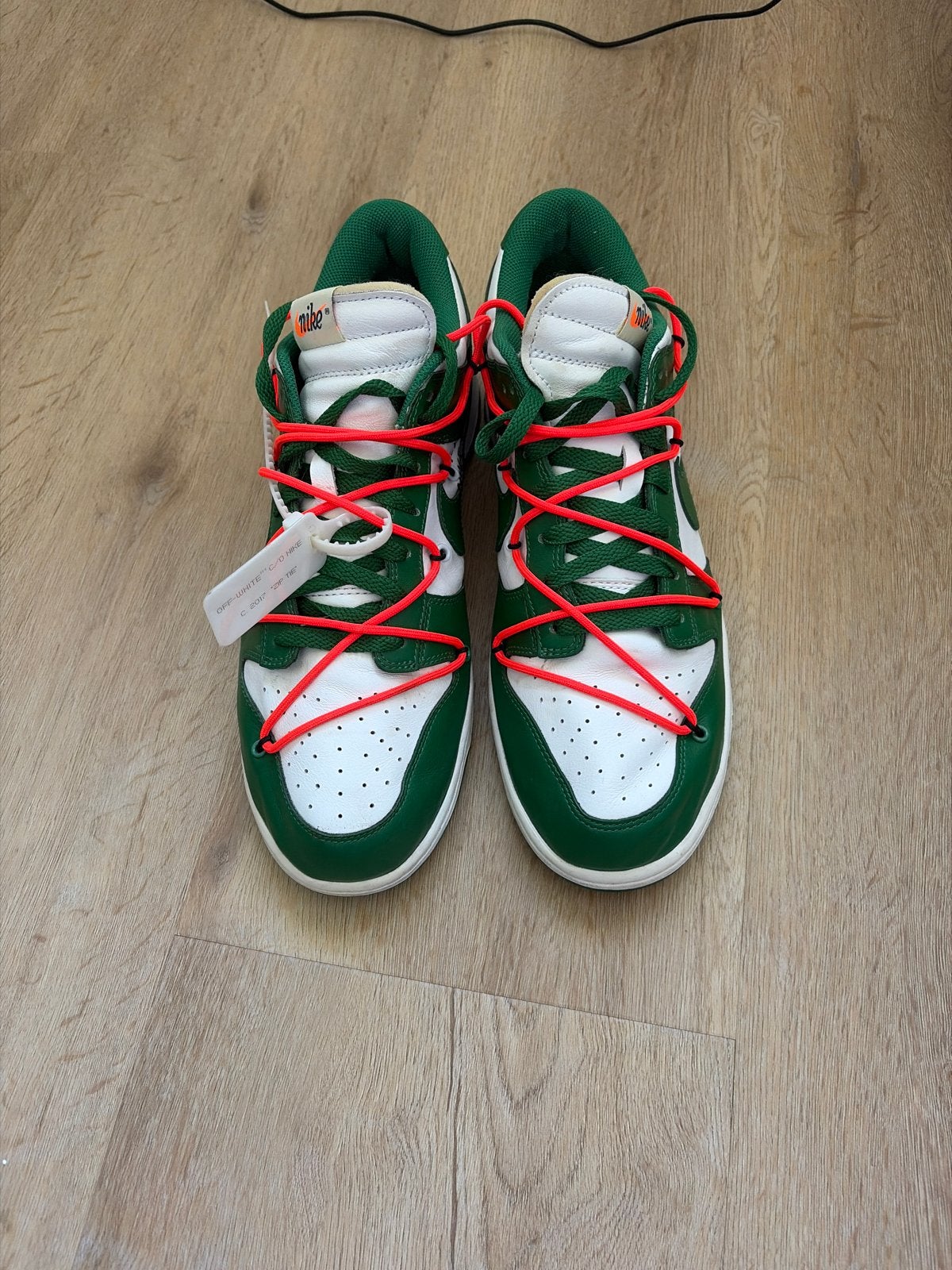Nike Dunk Low Off-White Pine Green Maat 46, Ophalen of Verzenden, Zo goed als nieuw, Overige kleuren, Sneakers of Gympen