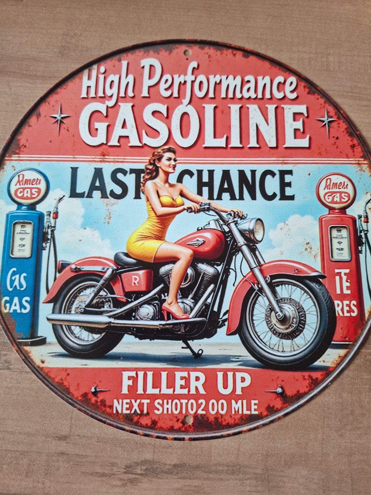 Metalen Reclamebord "High Performance Gasoline" - 20 cm, Verzamelen, Ophalen of Verzenden, Nieuw, Reclamebord
