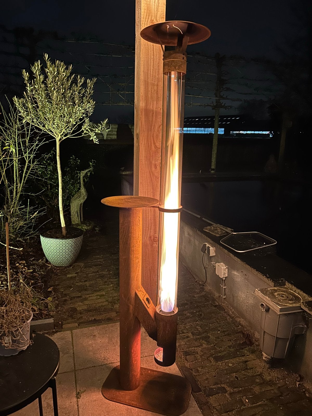 Stijlvolle ASH pellet Terrasverwarmer- Buitenhaard, Ophalen, Zo goed als nieuw, Vloer, Waterbestendig