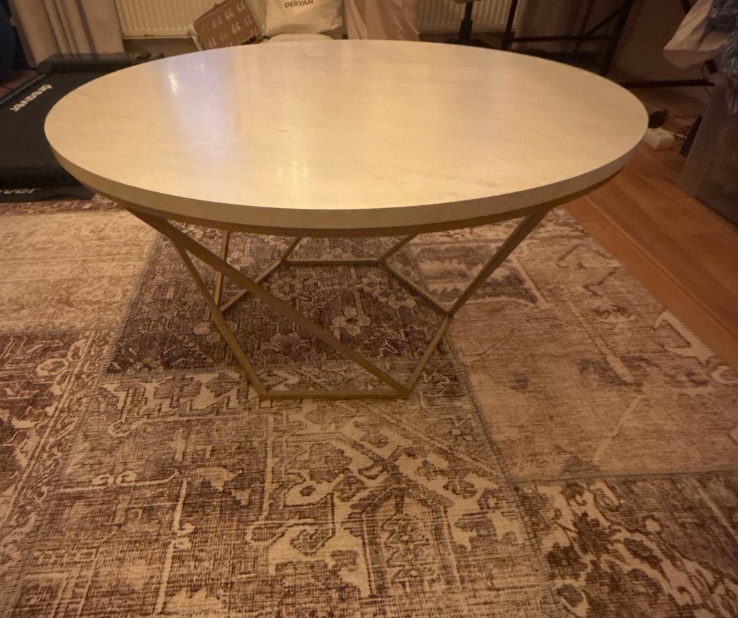 Salontafel marmerlook - Rond - 70cm diameter, Gebruikt, Rond, Metaal, 5 – 50