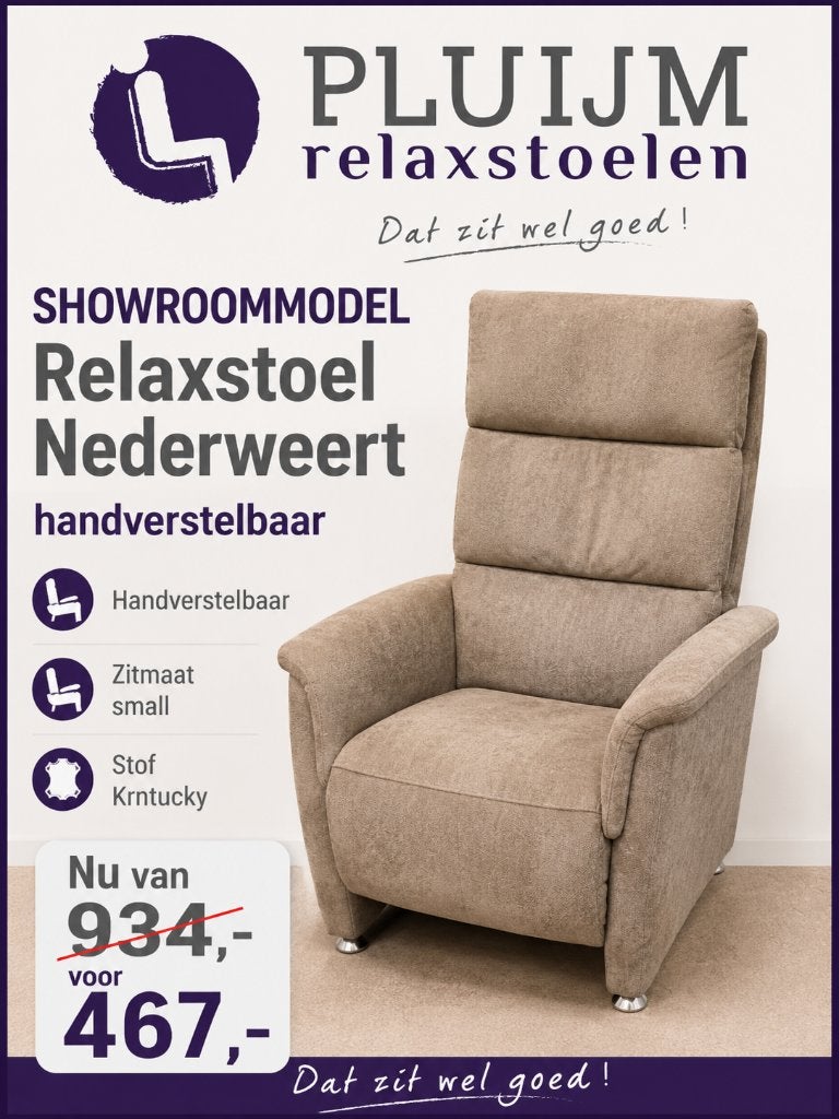 relaxstoel Nederweert, handverstelbaar, Ophalen of Verzenden, Nieuw, Stof, Minder dan 50 cm