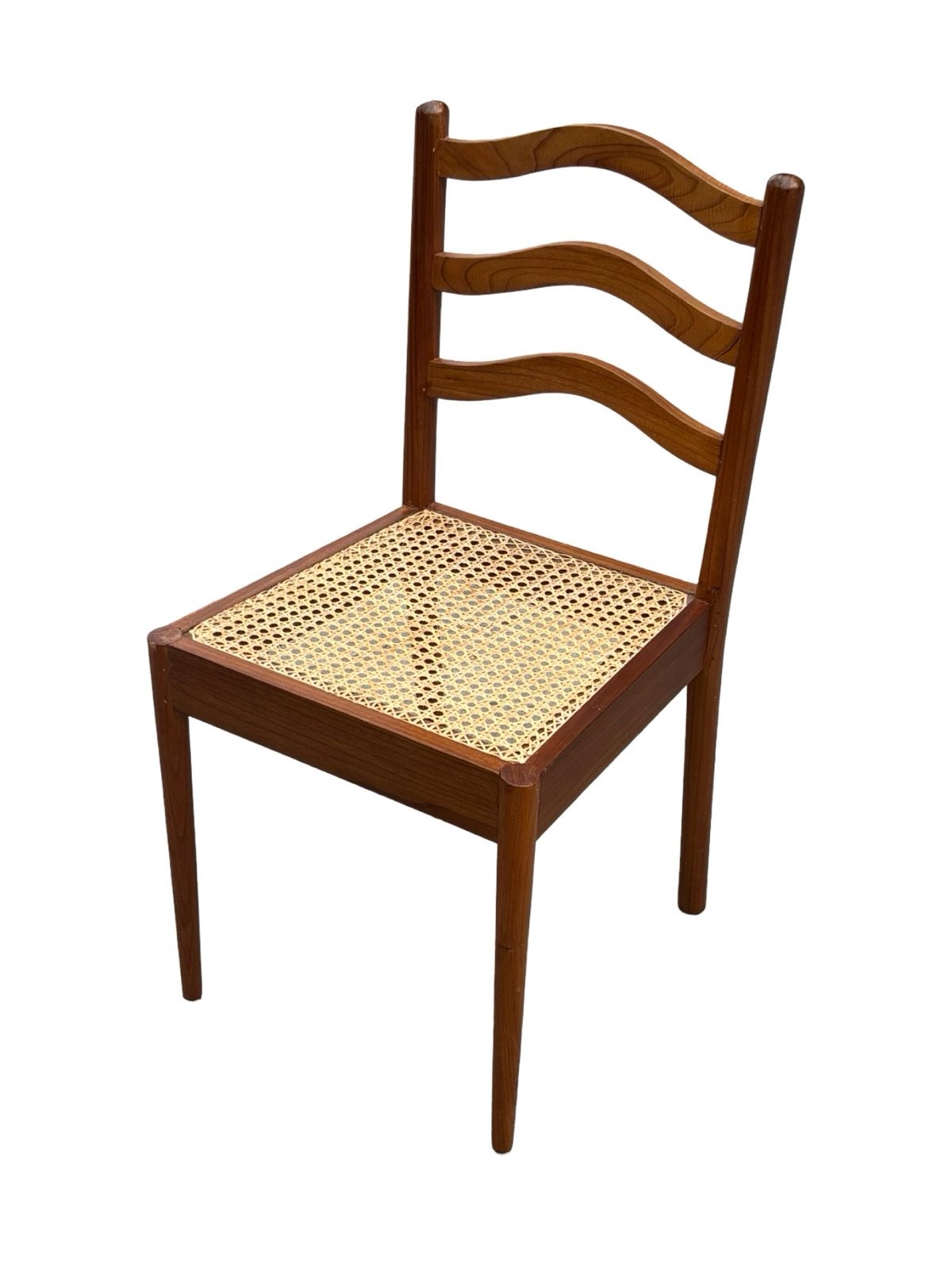 Vintage Teak Stoel met Webbing - Jaren '70 Design