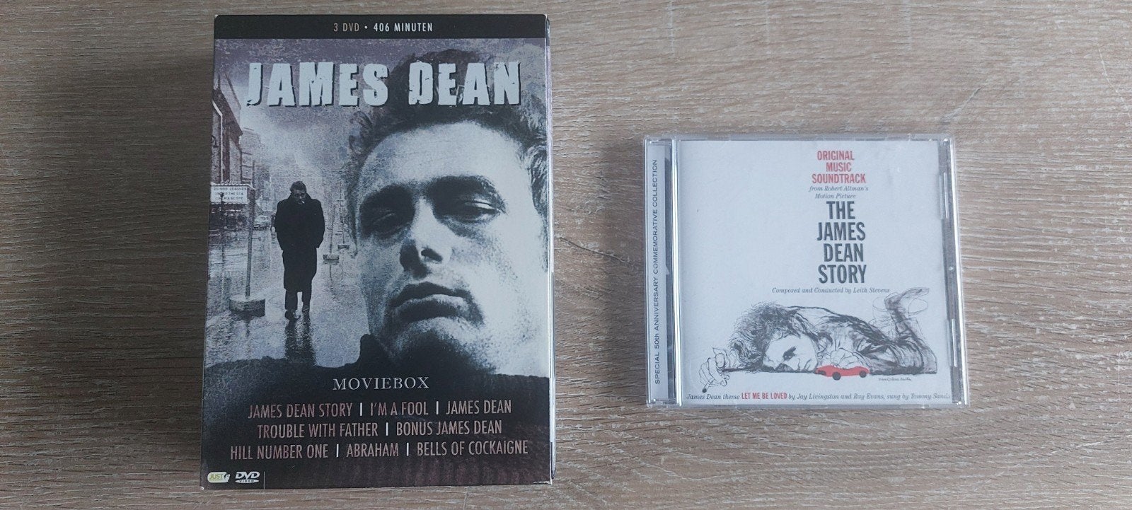 Dvd + CD Soundtrack the james dean story moviebox set, Soundtrack, Ophalen of Verzenden, Zo goed als nieuw, Album
