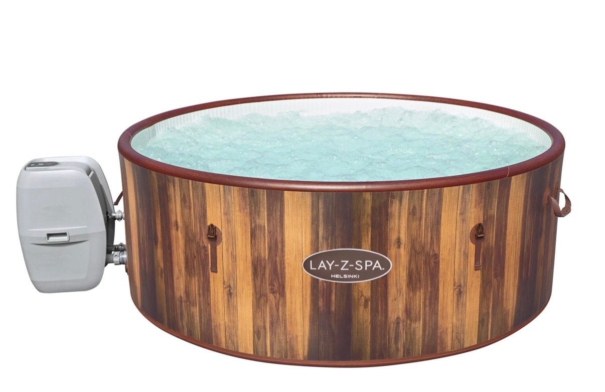 Lay-Z-Spa Helsinki opblaasbare jacuzzi met houtlook, Ophalen, Gebruikt, Pomp, Opblaasbaar