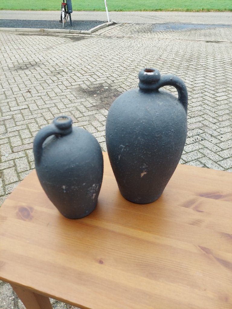 stenen kruik vazen kruiken vazen, 29 cm, Ophalen of Verzenden, Zo goed als nieuw, Grijs