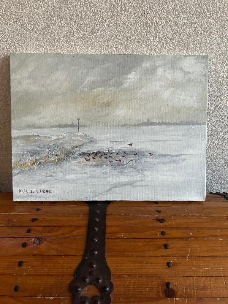 Wak met eenden bij Rhenen geschilderd door Dick den Hoed, Antiek en Kunst, Kunst | Schilderijen | Klassiek, Ophalen of Verzenden
