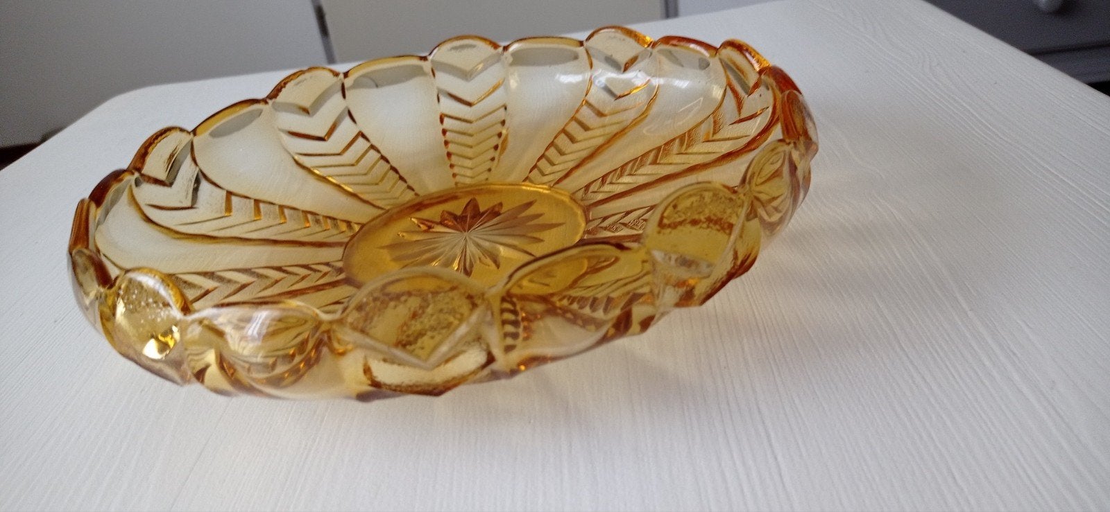 Vintage amber glazen schaal, Ophalen
