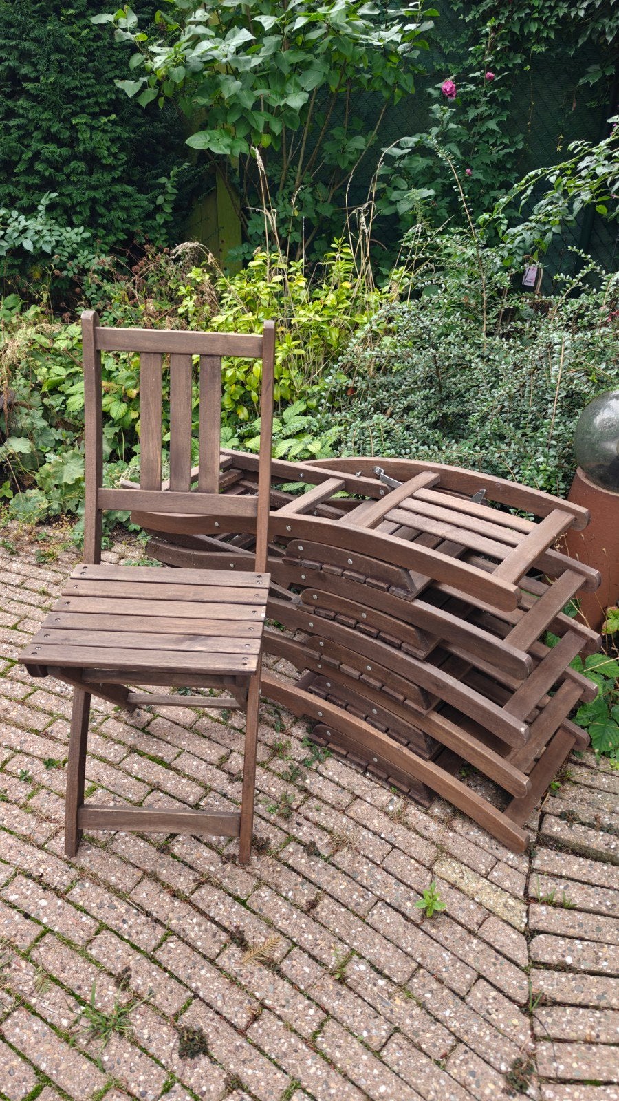 6 x IKEA ÄPPLARÖ klapstoelen van massief acaciahout, Ophalen of Verzenden, Zo goed als nieuw, Hout, Inklapbaar