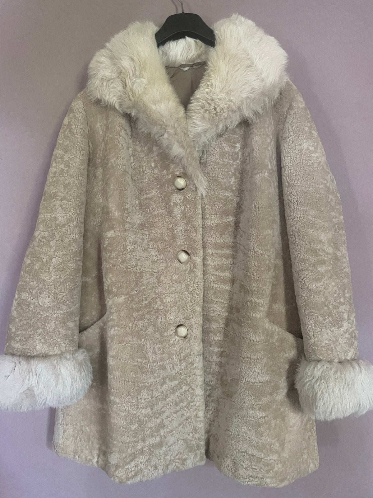 Vintage bontjas M-L, zeer goede staat, Kleding | Dames, Ophalen of Verzenden, Gedragen, Maat 42/44 (L), Beige