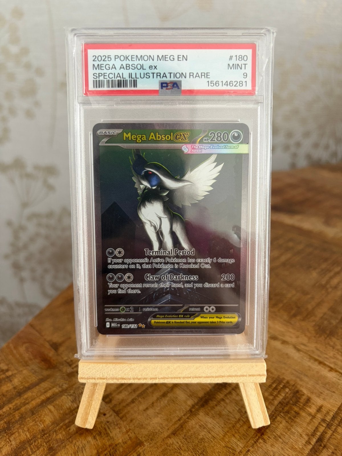 Pokemon TCG - Mega Absol #180 PSA 9 (Mega Evolution), Ophalen of Verzenden, Nieuw, Losse kaart, Foil