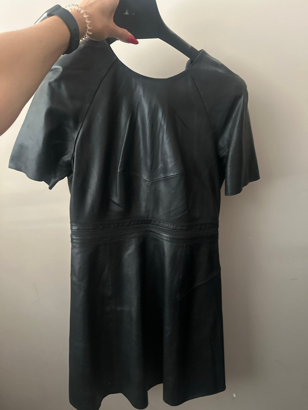 Zwart kalfslederen Jurkje - Kendall + Kylie - Maat M, Zwart, Zo goed als nieuw, Boven de knie, Ophalen