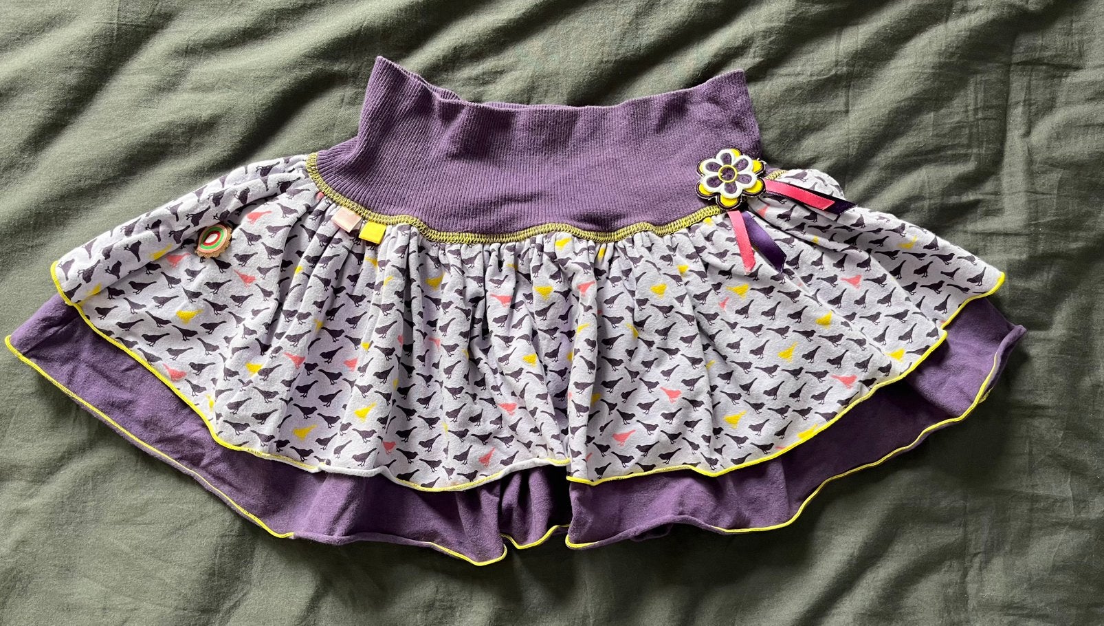 Rokje 122/128 Paars Lila Vogels Laagjes Boho Ibiza rok, Meisje, Ophalen of Verzenden, Zo goed als nieuw, Jurk of Rok