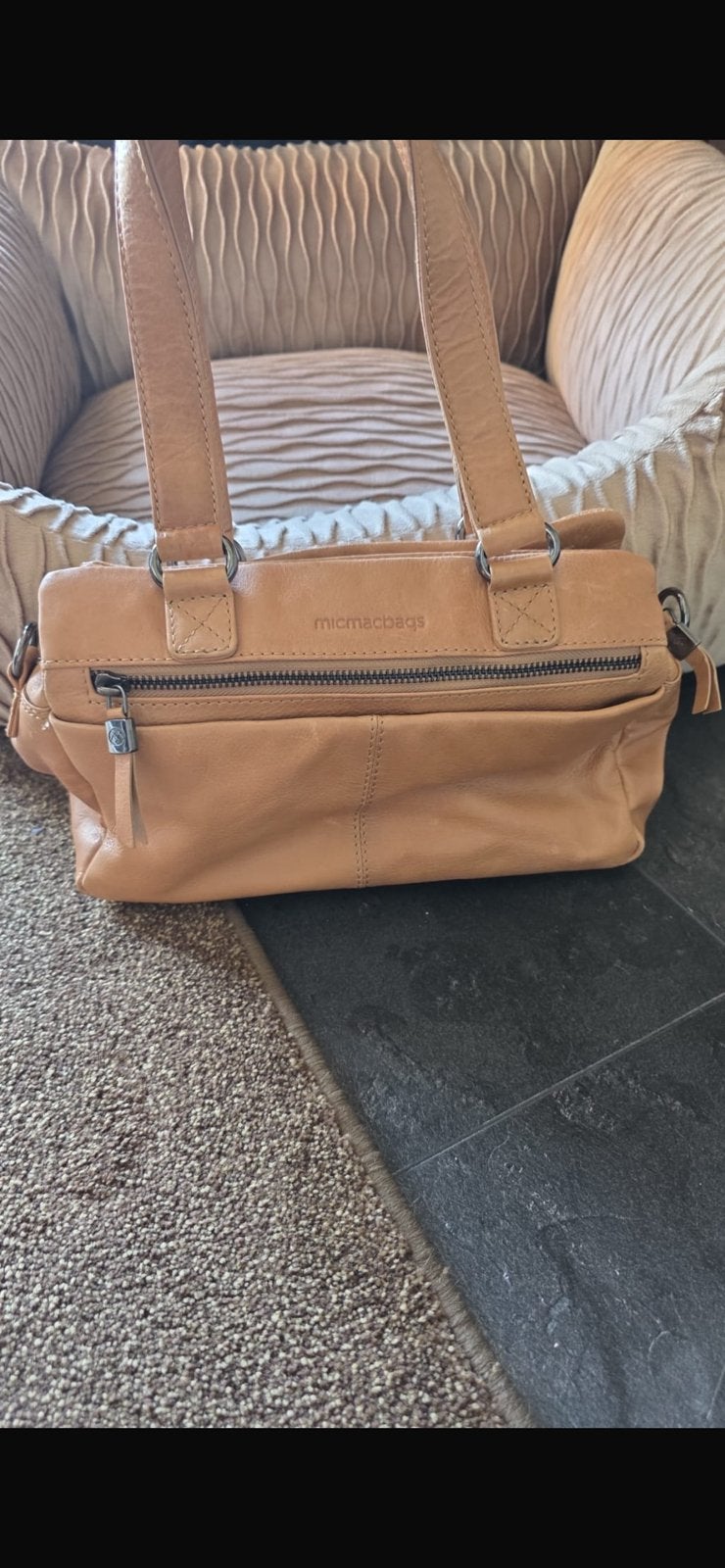 MICMACBAG echt leer, Ophalen, Zo goed als nieuw, Zwart, Leer
