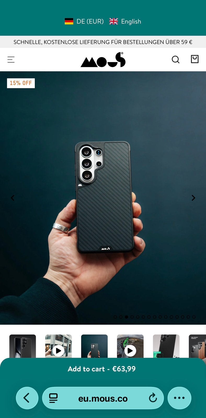 Samsung  galaxy S26 Ultra MOUS carbon fibre case, Ophalen of Verzenden, Nieuw, Zwart