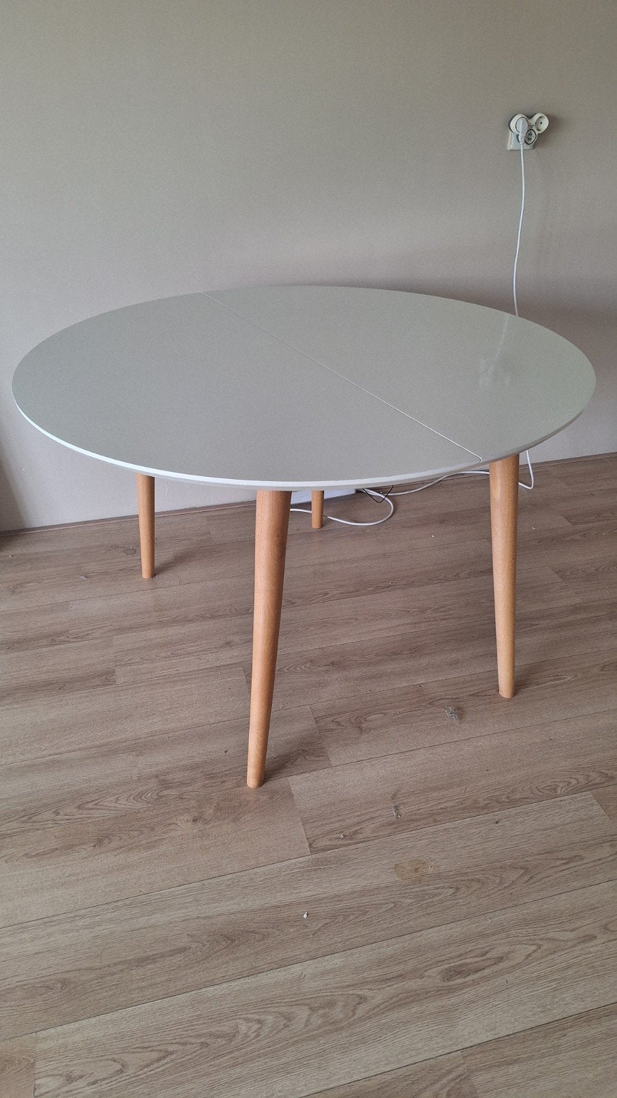 Kave Home Oqui Eettafel Uitschuifbaar Rond Wit, Ophalen, 100 tot 150 cm, Rond, Zo goed als nieuw