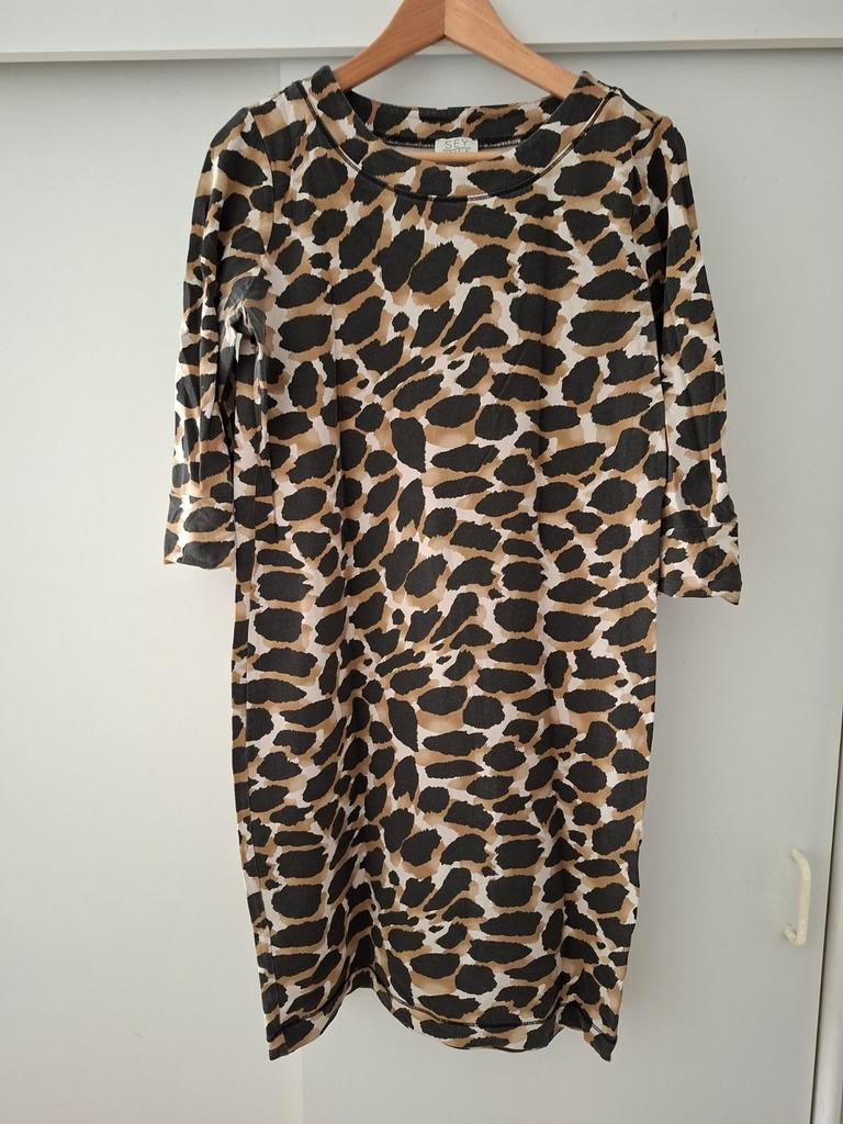 SEY STUDIO Jurk met Dierenprint - Maat M, Maat 38/40 (M), Bruin, SEY STUDIO, Ophalen of Verzenden