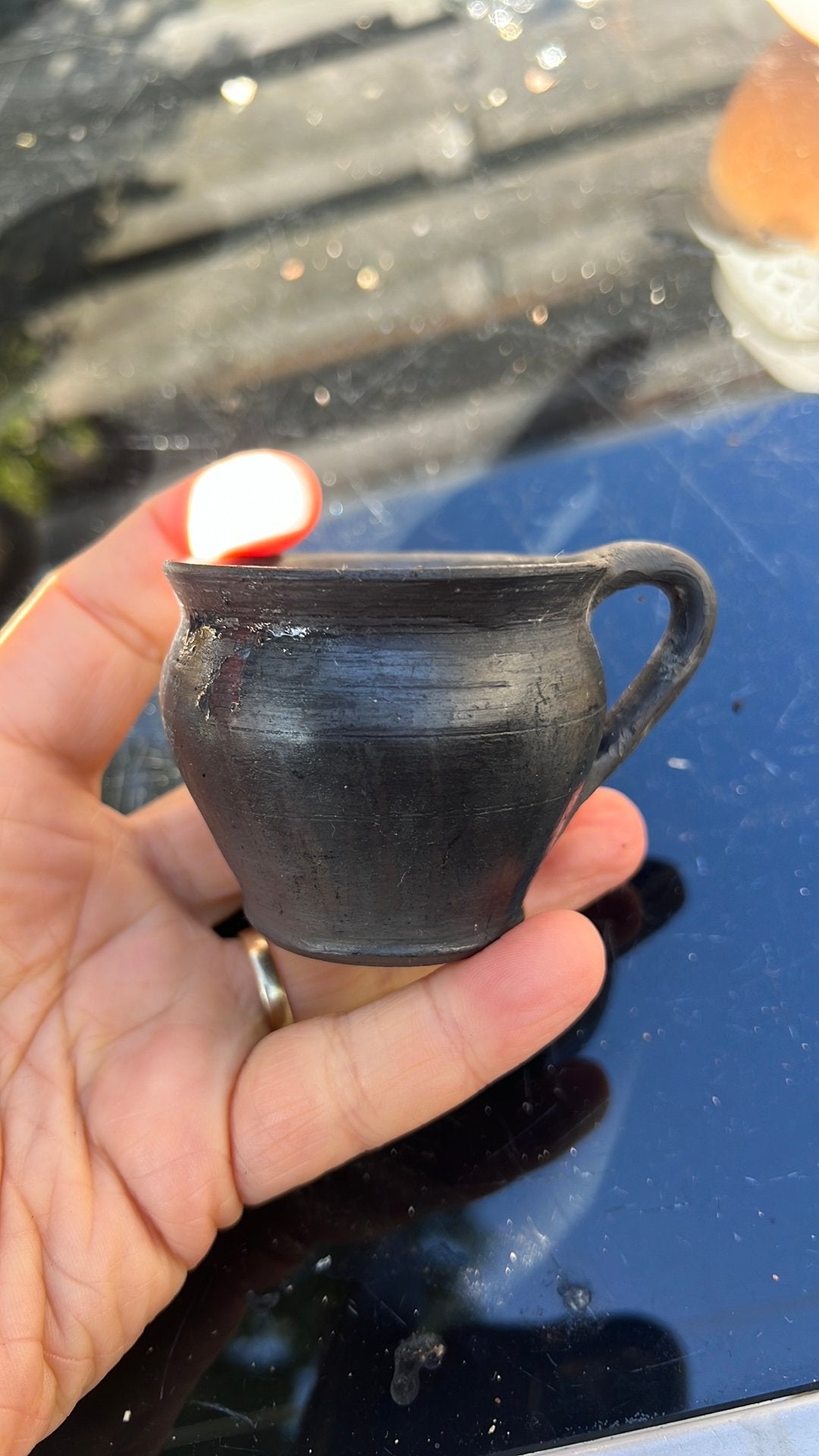 Zwart kruikje/ potje, Rond, Ophalen of Verzenden, Zo goed als nieuw, Aardewerk