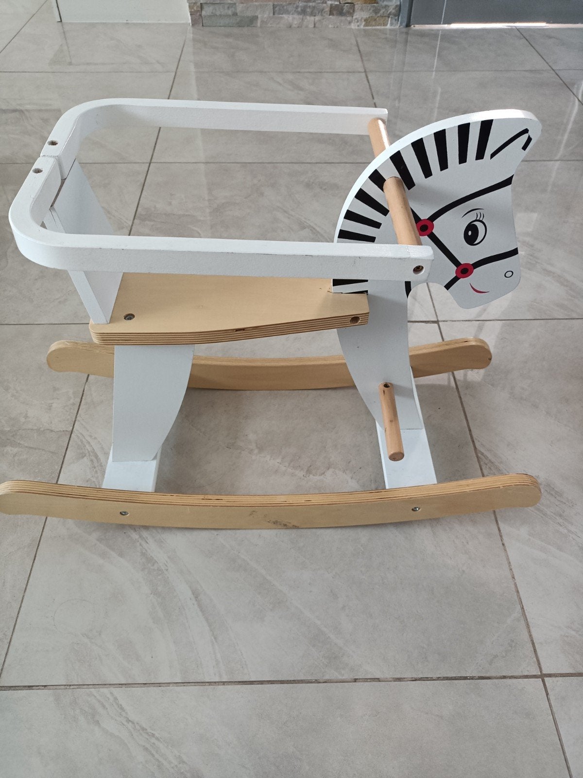 Houten hobbelpaard zebra voor baby's en peuters, Ophalen
