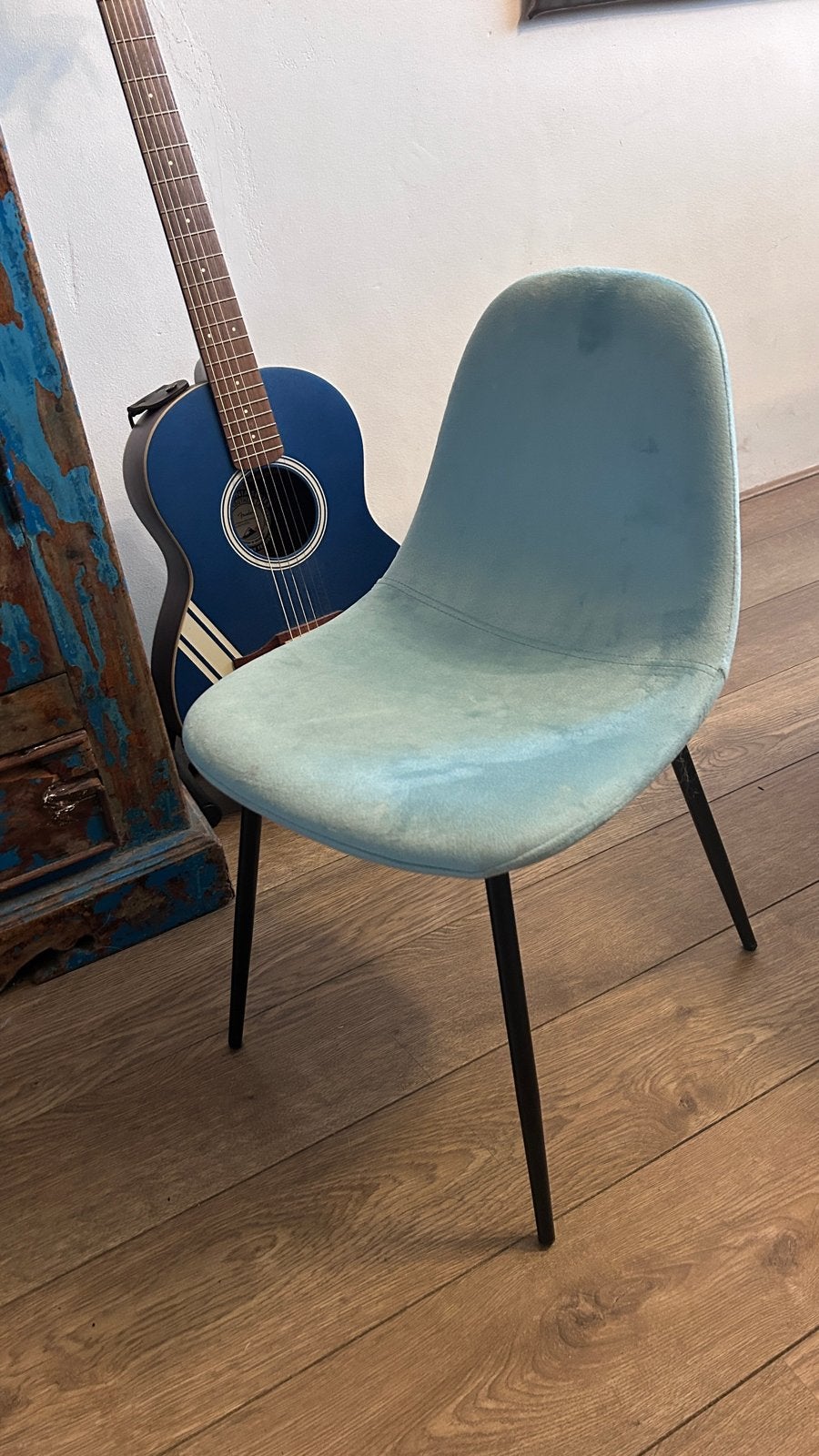 Stevig Kinderstoeltje - Metaal Frame & Velour Turquaas, Kinderen en Baby's, Kinderstoelen, Ophalen, Gebruikt, Overige typen