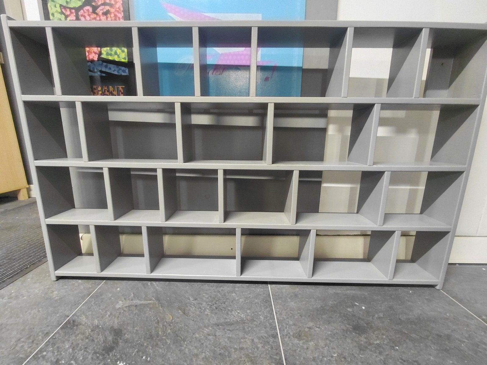 Grijze vakkenkast / schoenenrek - 140x85x15 cm, Ophalen, Gebruikt, 25 tot 50 cm
