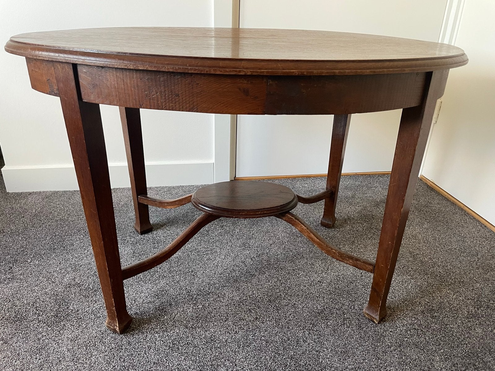 Antieke ovale houten tafel met onderblad, Antiek en Kunst, Ophalen