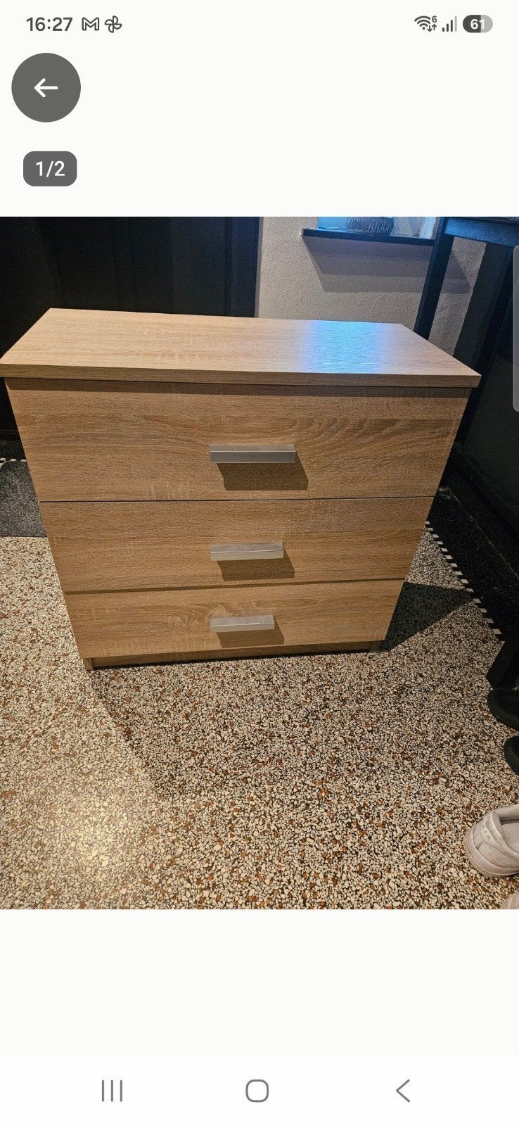 Commode met 3 laden - Houtkleur, Huis en Inrichting, Minder dan 50 cm, Gebruikt, Ophalen of Verzenden, 3 of 4 laden