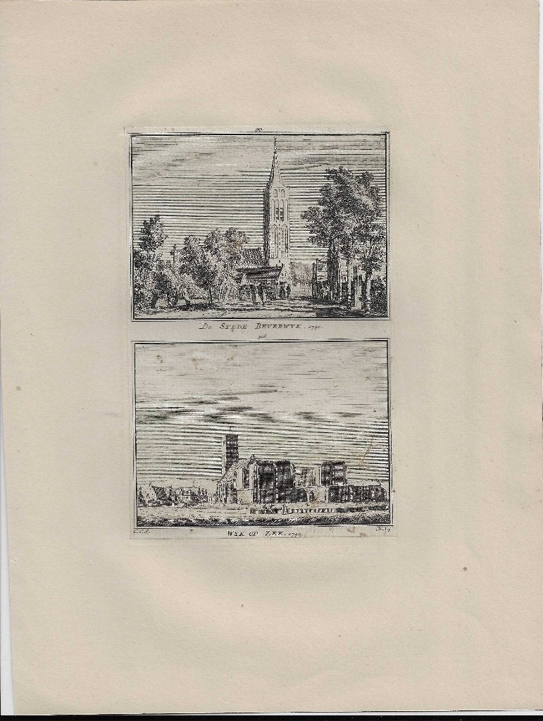 De Stede Beverwijk. 1740 - Wijk op Zee. 1740 Spilman Kopergr, Stadsgezicht, Ophalen of Verzenden, 15 cm, 10 cm
