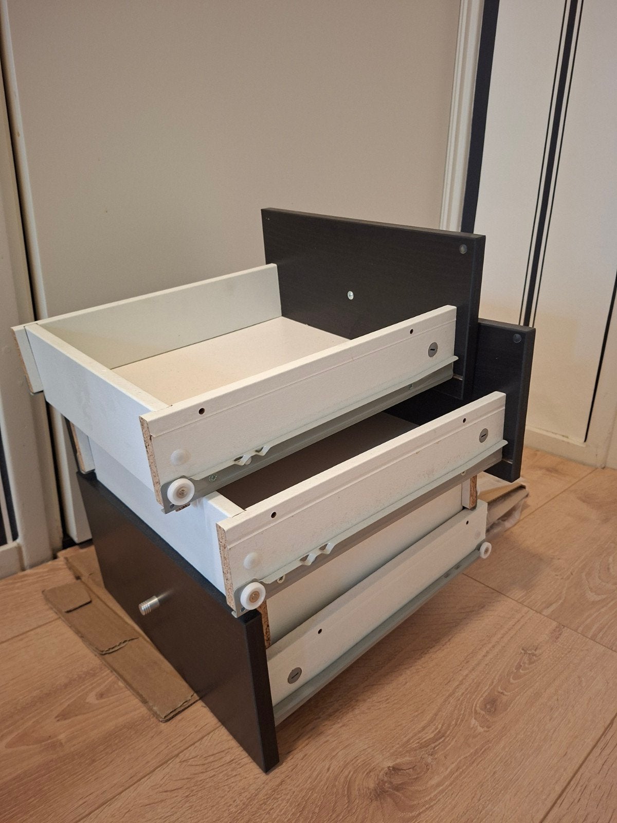 Ladenblok/ladekastje met 2 lades - zwart/wit, Huis en Inrichting, Minder dan 50 cm, Gebruikt, 1 of 2 laden, Ophalen of Verzenden