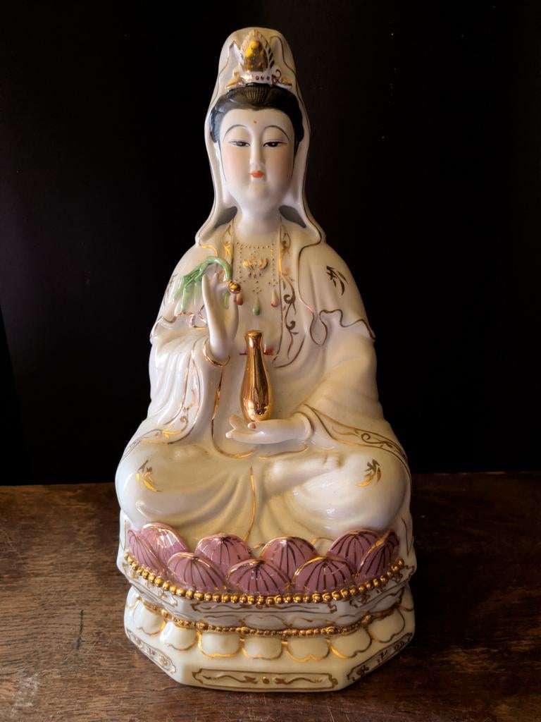 Porseleinen Kuan Yin Beeld - 32cm hoog, Antiek en Kunst, Ophalen of Verzenden