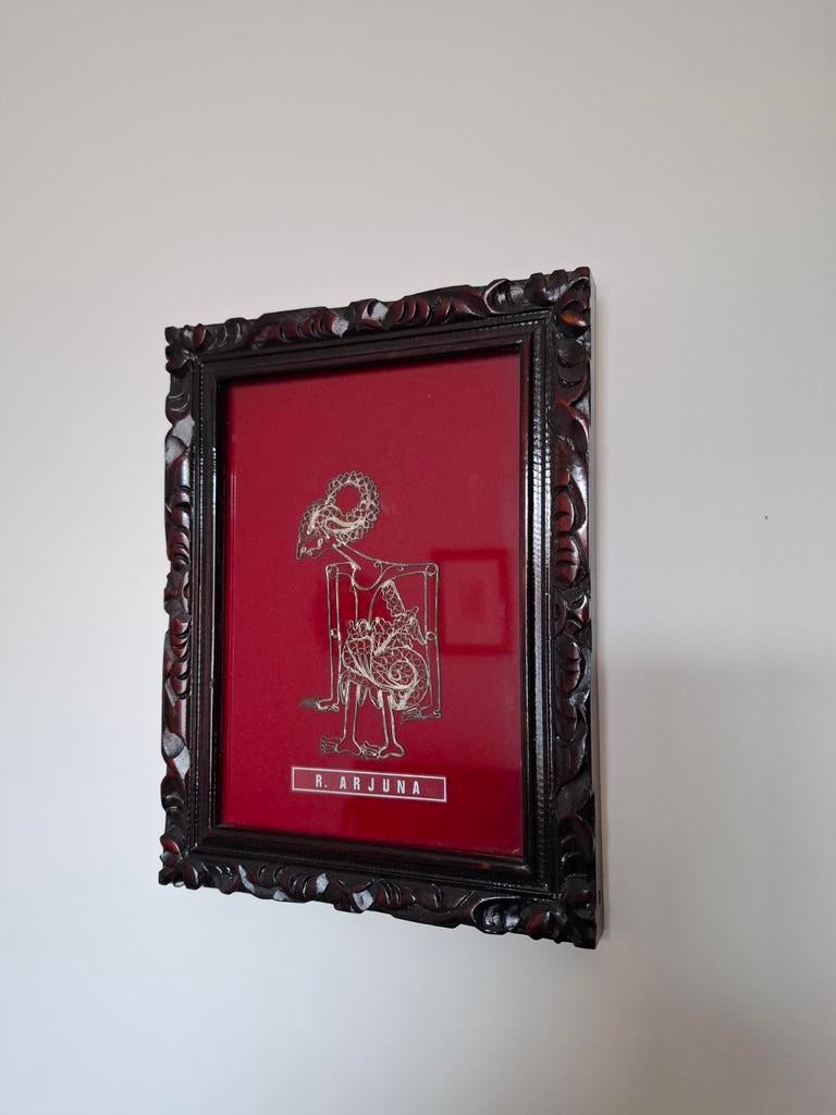 Ingelijste Wayang Kulit pop R. ARJUNA, Ophalen of Verzenden