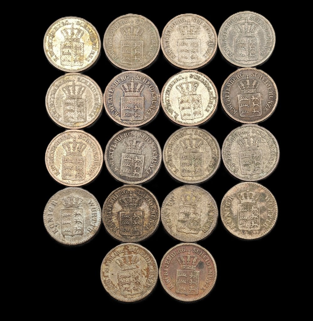 18x 1 Kreuzer Wurttemberg, Ophalen of Verzenden, Duitsland, Setje, Zilver